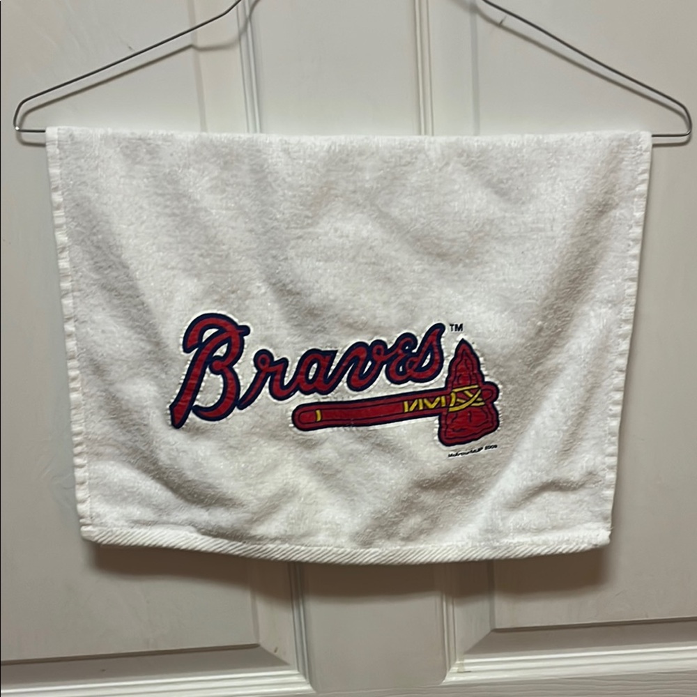 White Hand Towel with Braves Logo